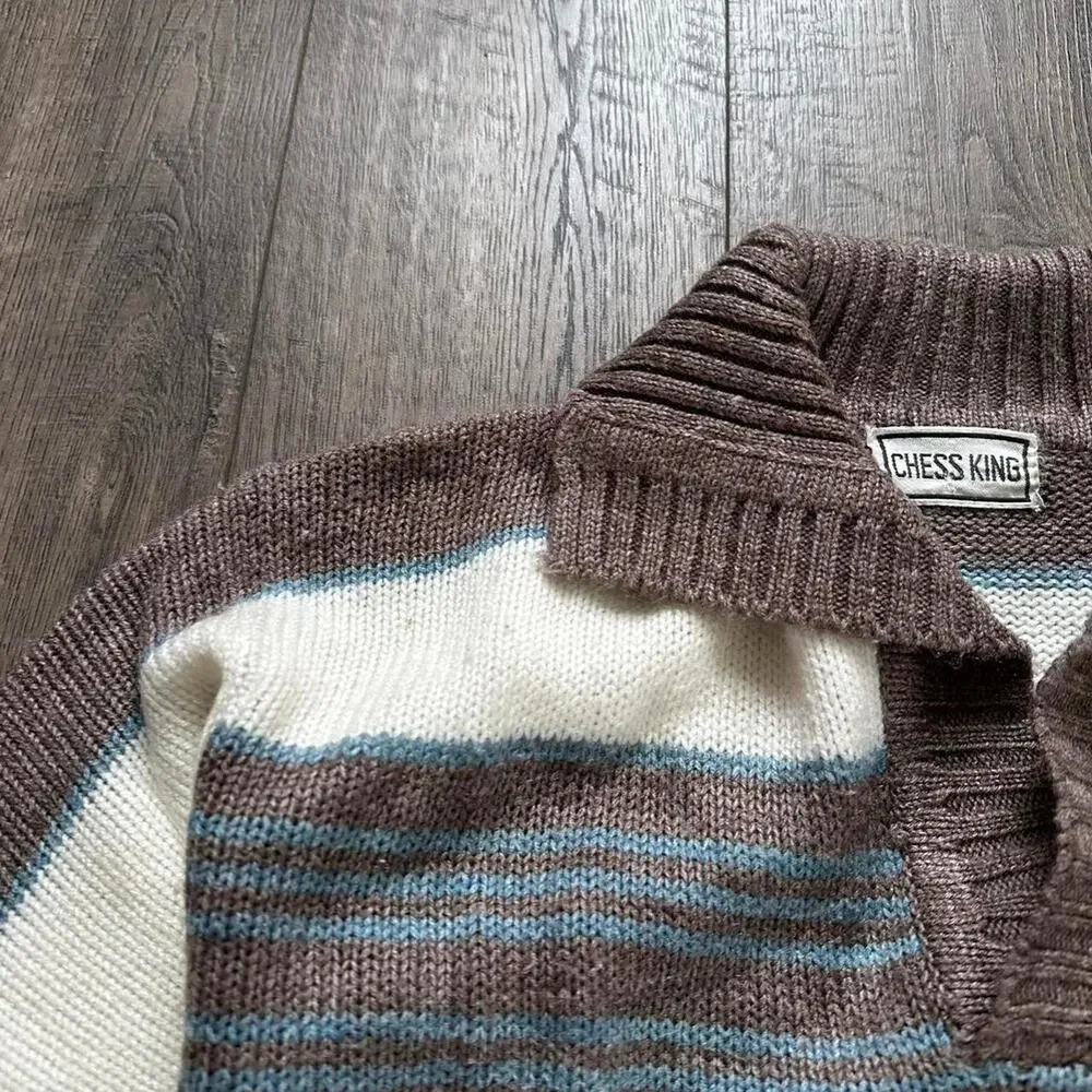 Vintage 70s Striped Collar Rugby Preppy Knit Sweater Longsleeve Pullover - Picture 7 of 7